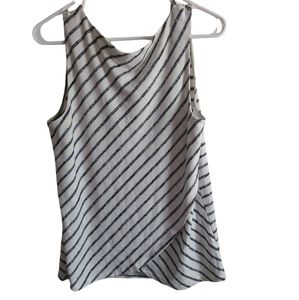 Banana Republic women's knit faux wrap striped sleeveless blouse medium